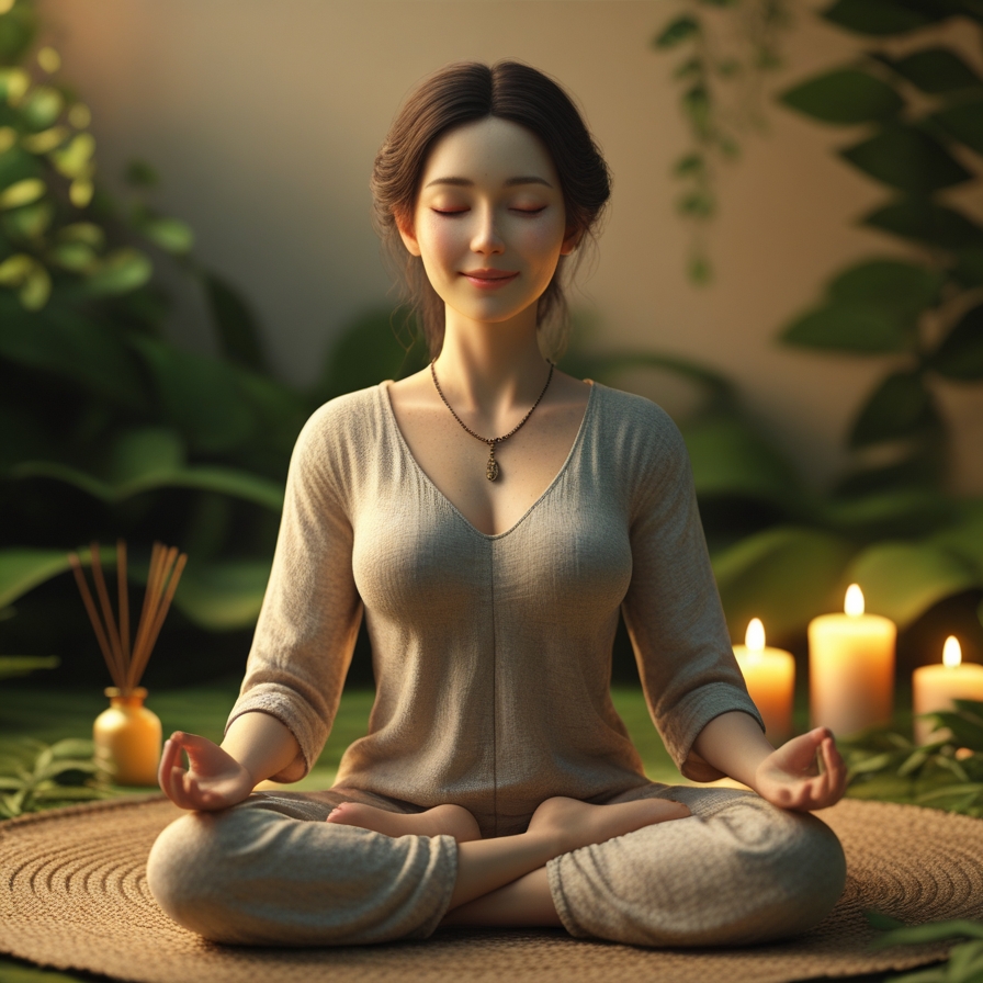 Fredelig meditasjon i en vakker hage