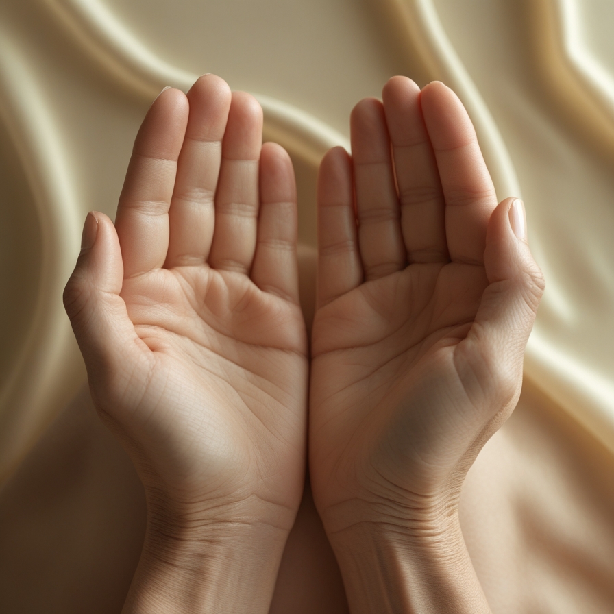 Nærbildet av händer i en meditativ posisjon